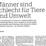 Interview in der taz: »Männer sind schlecht für Tier und Umwelt«