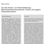 Zeitschriftenaufsatz: »Von der Fleisch- zur Proteinabteilung: Männlichkeitskonstruktionen, Fleisch und vegane Fleischalternativen«